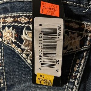 Grace Blue Embroidered Juniors Jeans Sz 14